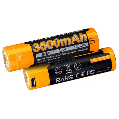 Fenix ARB-L18-3500U Batteria Ricaricabile microUSB 18650 da 3500mAh